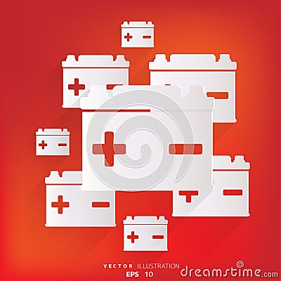 Car battery accumulator web icon. Vector Illustration