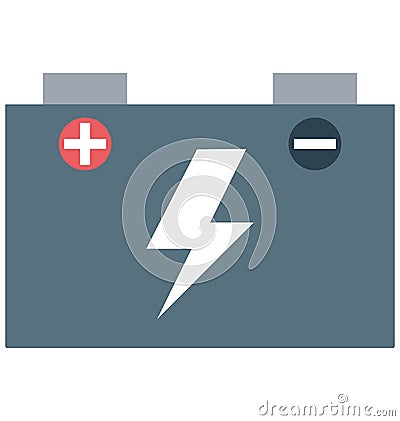 Car Battery, Automotive Battery Color Isolated Vector Icon Vector Illustration