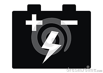 Car battery, black vector icon Vector Illustration