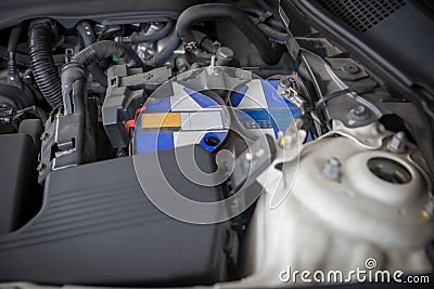 Car battery is depleted. concept car maintenance And the cost of car care. Stock Photo