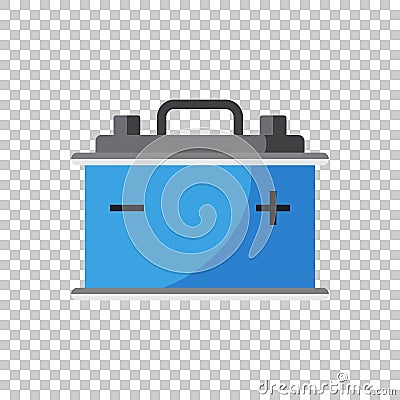 Car battery flat vector icon on isolated background. Auto accumulator battery energy power illustration. Vector Illustration