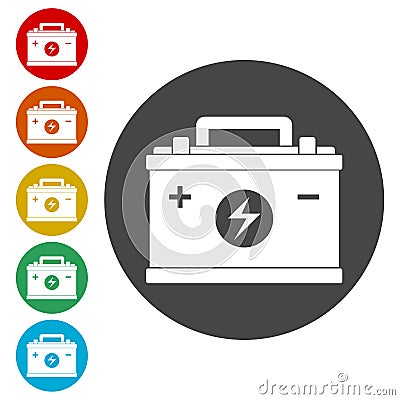 Car battery icon, Electricity accumulator battery icon Vector Illustration