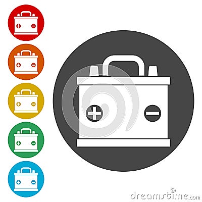 Car battery icon, Electricity accumulator battery icon Vector Illustration