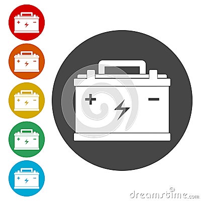 Car battery icon, Electricity accumulator battery icon Vector Illustration