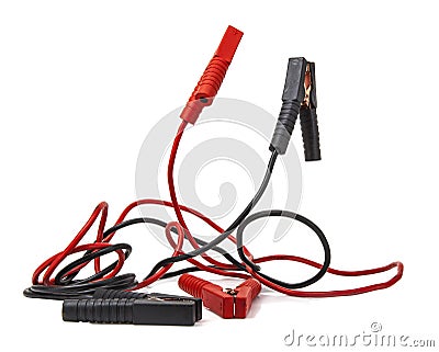 Car battery jumper cables Stock Photo
