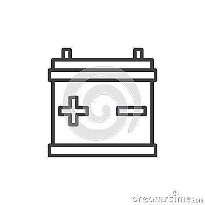 Car battery line icon, outline vector sign, linear style pictogram isolated on white Vector Illustration