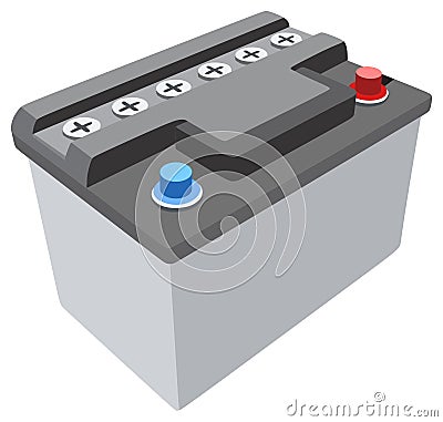 Car battery vector drawing on isolated background Vector Illustration