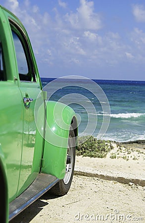 Car at the beach Stock Photo