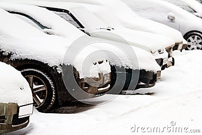 Car blizzard winter Stock Photo