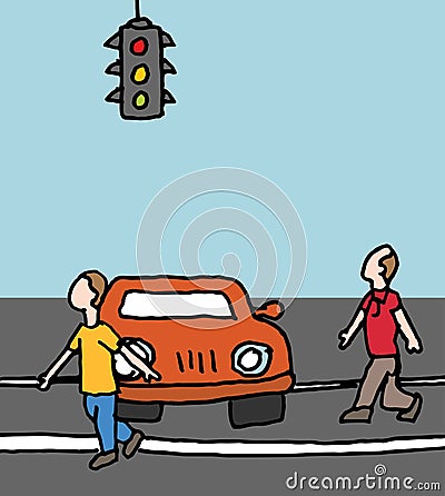 Car blocking a crosswalk Vector Illustration