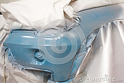 Car body work auto car repair paint after car accident during the spraying Stock Photo
