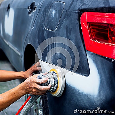 Car body work auto Repair paint after the accident. Stock Photo