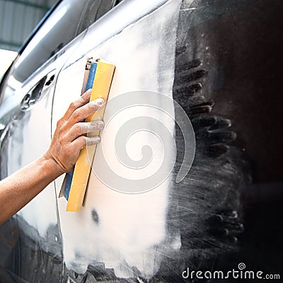 Car body work auto Repair paint after the accident. Stock Photo