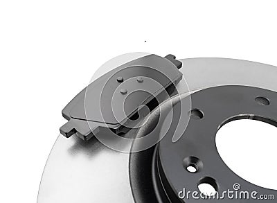 Car brake disc isolated on white background. Auto spare parts. Perforated brake disc rotor isolated on white. Braking ventilated Stock Photo