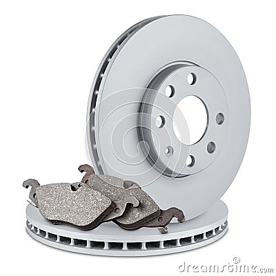 Car brake discs and pads Stock Photo