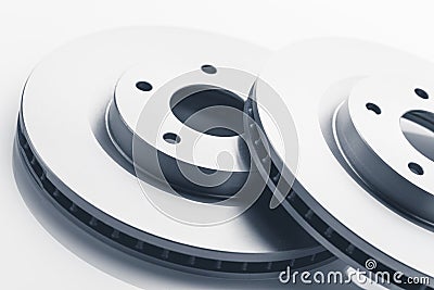 Car brake discs on white background Stock Photo