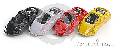 Car brake disk calipers of different colors isolated on white background Cartoon Illustration