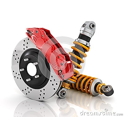 Car brakes with absorbers. Stock Photo