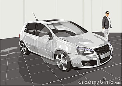 The car and the buyer Vector Illustration