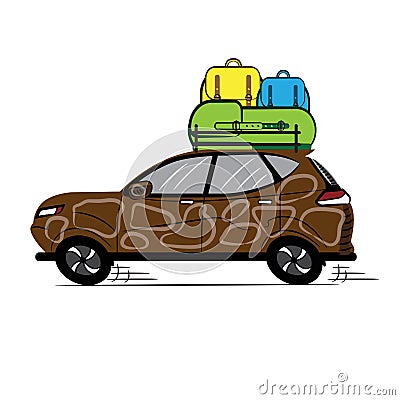 Car Camouflage Color with Backpacks. Icon. Sketch. Symbol. Sign. Stock Vector Illustration Stock Photo