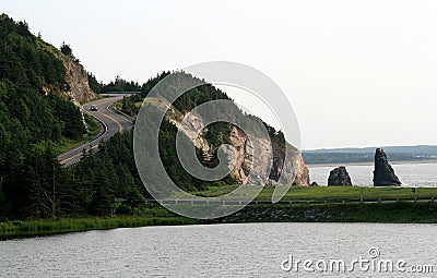 Car on Cape Breton Highway Stock Photo