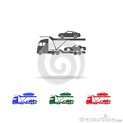 Car carrier truck deliver new auto icons. Elements of transport element in multi colored icons. Premium quality graphic design Stock Photo