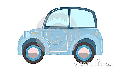 Car. Cartoon comic funny style. Side view. Beautiful retro Automobile. Auto in flat design. Childrens illustration Vector Illustration