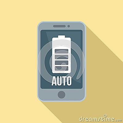 Car charging phone notification icon, flat style Vector Illustration