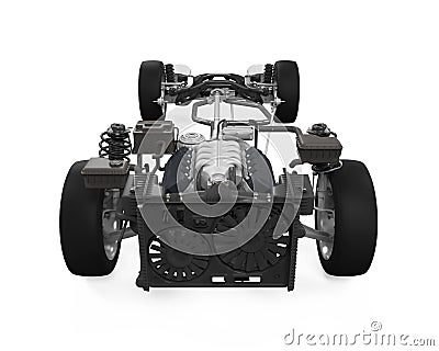 Car Chassis with Engine Stock Photo