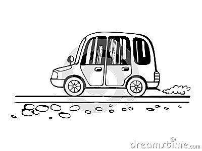 Car child drawing sketch Vector Illustration