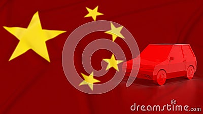 The car on china flag for Business or transport concept 3d rendering Stock Photo