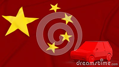 The car on china flag for Business or transport concept 3d rendering Stock Photo