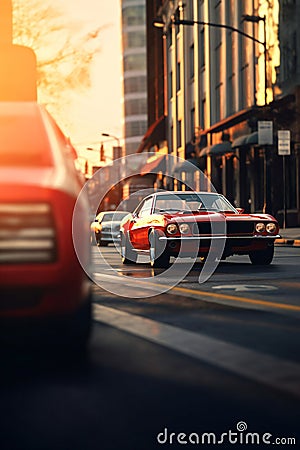 A car in city, motion Blur, cinematic, ultrafine detail Stock Photo