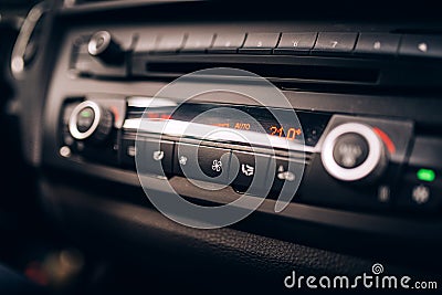 Car clima controls, radio dashboard and cockpit close up Stock Photo