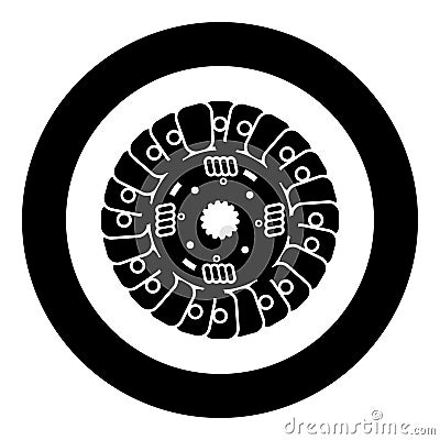 Car clutch disk cover cohesion transmission auto part plate kit repair service icon in circle round black color vector Vector Illustration