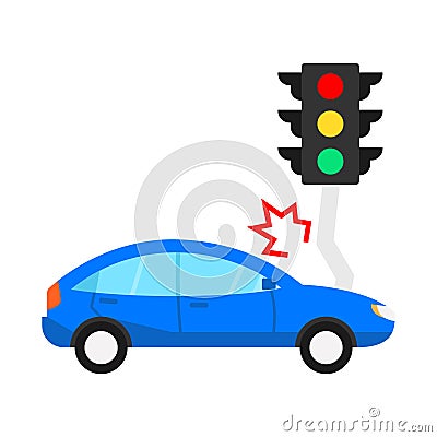 Car collision with traffic signals Isolated Vector icon that can be easily modified or edited Vector Illustration