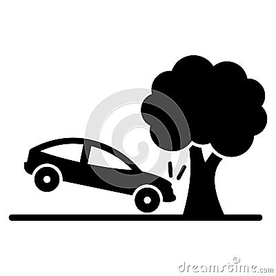 Car collision with tree Isolated Vector icon that can be easily modified or edited Vector Illustration