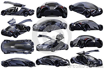 Car concept auto dark purple set Stock Photo