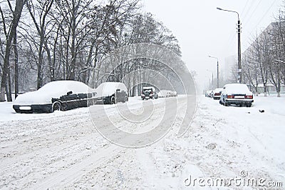 Car covered in snow Stock Photo