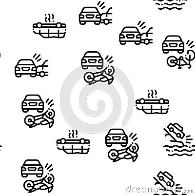 Car Crash Accident Seamless Pattern Vector Vector Illustration