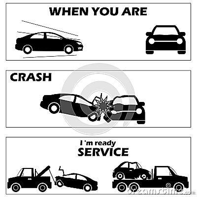 Car crash and accident Vector Illustration