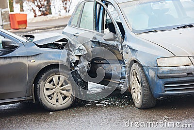 Car crash accident on street Stock Photo