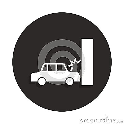 Car crash, auto crashes into the wall icon in badge style. One of Death collection icon can be used for UI, UX Stock Photo