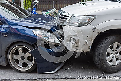 Car crash from car accident on the road Stock Photo