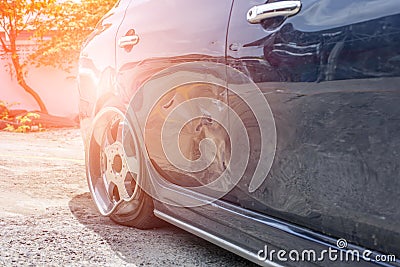 Car crash from car accident on the road Stock Photo