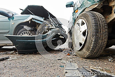 Car crash collision in urban street Stock Photo