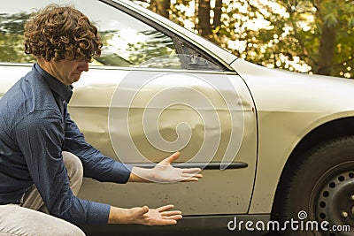 Car Crash Facial Expression Stock Photo