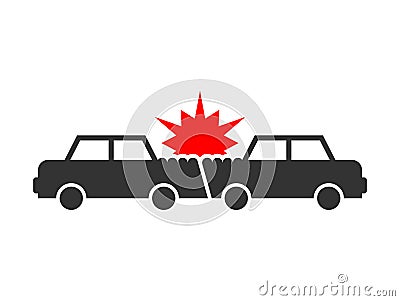 Car crash icon. Accident cars. Transportation wreck sign. Vector Vector Illustration
