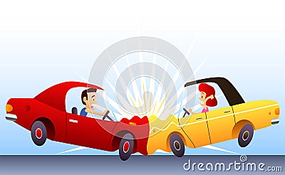 Car crash illustration Cartoon Illustration