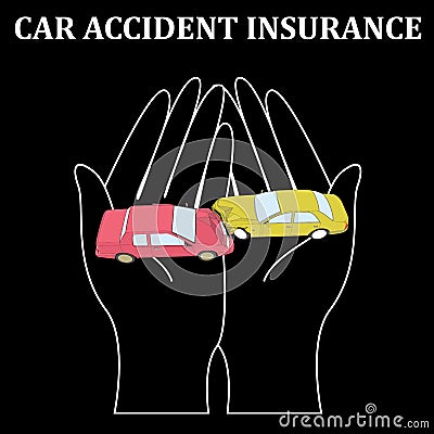 Car crash insurance business on softly Vector Illustration